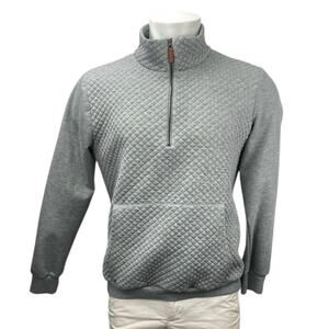 BTFBM Men's Gray Quilted Half Zip High Neck Long Sleeve Sweatshirt Sweater Top L